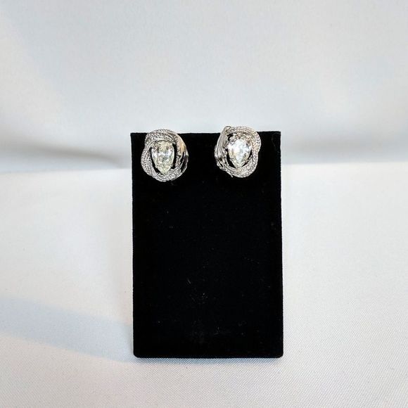 Vintage Continental Silver Gemstone Earrings - Picture 1 of 6